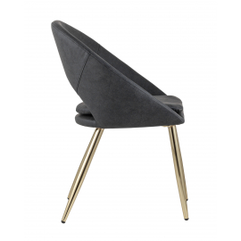 Стул Кензи экокожа темно-серый золотые ножки