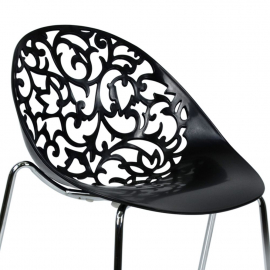 Пластиковый стул Кружево черный, металлический каркас хром