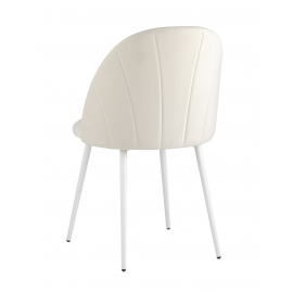 Стул Логан велюр молочный белые ножки