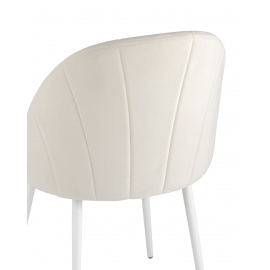 Стул Логан велюр молочный белые ножки