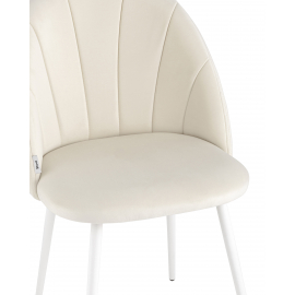 Стул Логан велюр молочный белые ножки