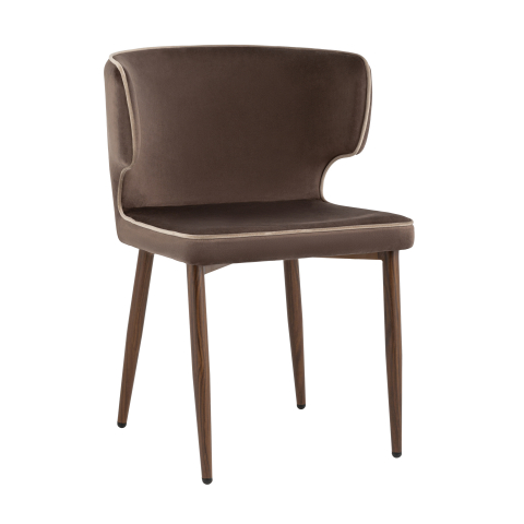 Стул Матео с кантом велюр коричневый ножки дерево