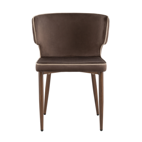 Стул Матео с кантом велюр коричневый ножки дерево