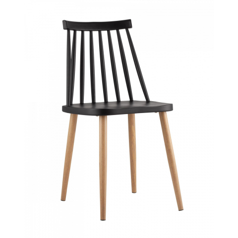 Пластиковый стул Морган черный ножки деревянные