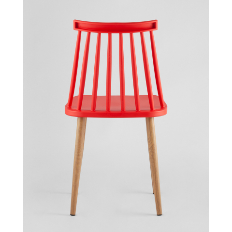 Пластиковый стул Морган красный ножки деревянные