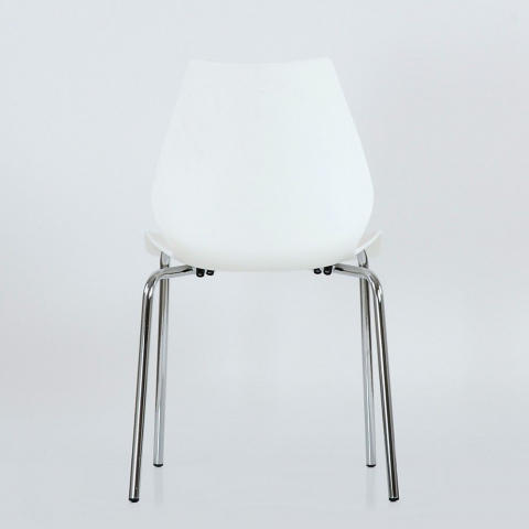 Стул Лилу хром металл, стопируемый, белый пластик