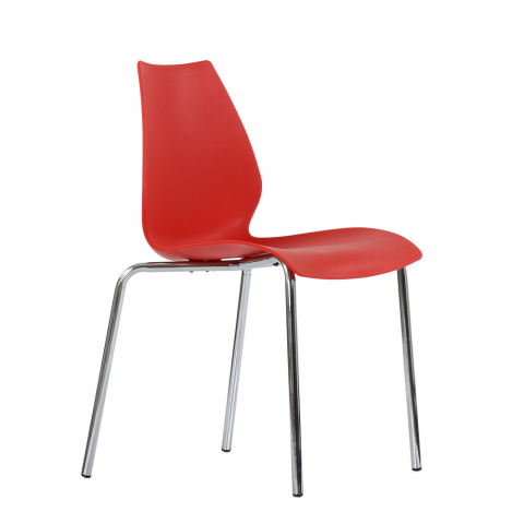 Стул Лилу хром металл, стопируемый, красный