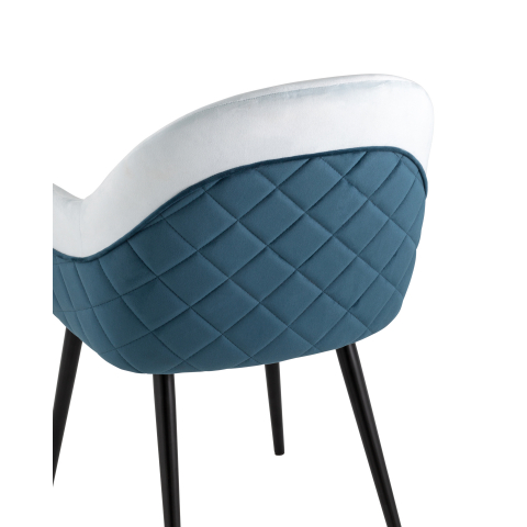 Стул Новел велюр светло-голубой с синей спинкой