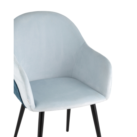 Стул Новел велюр светло-голубой с синей спинкой