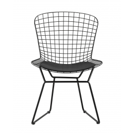 Стул обеденный Bertoia черный с черной подушкой