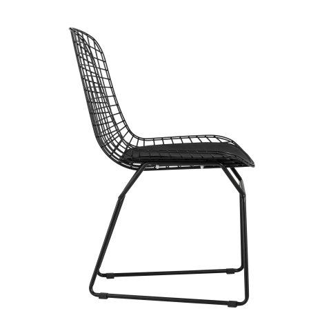 Стул обеденный Bertoia черный с черной подушкой