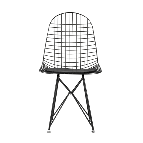 Стул обеденный Eiffel черный с черной подушкой