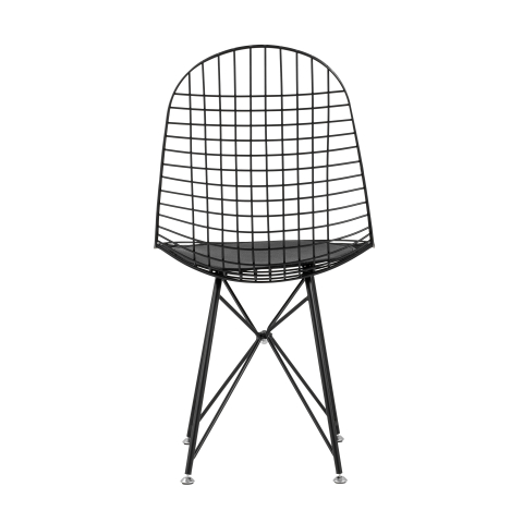 Стул обеденный Eiffel черный с черной подушкой