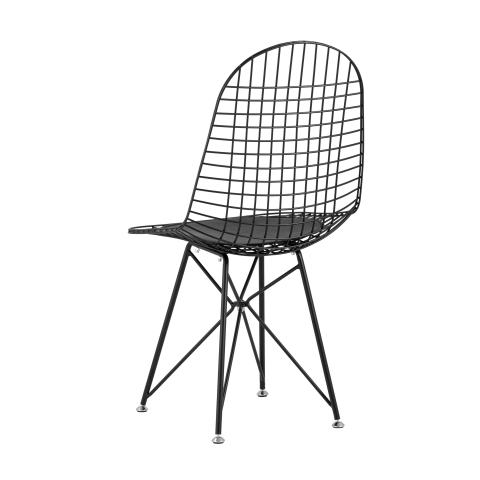 Стул обеденный Eiffel черный с черной подушкой