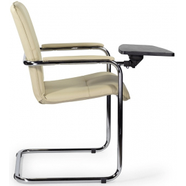 Стул офисный София со столиком хром экокожа бежевая