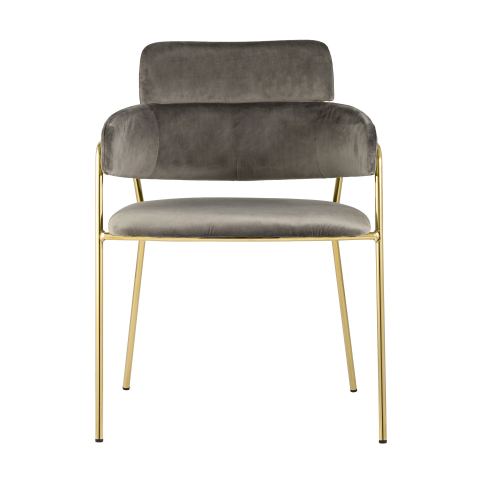 Стул Полин коричневый велюр, золотой цвет каркаса