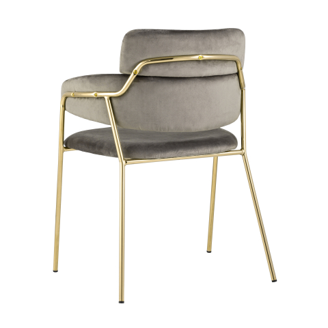 Стул Полин коричневый велюр, золотой цвет каркаса