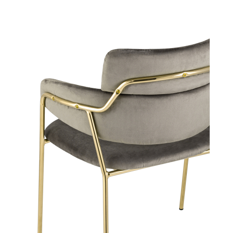 Стул Полин коричневый велюр, золотой цвет каркаса