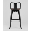 Стул полубарный TOLIX WOOD со спинкой черный глянцевый