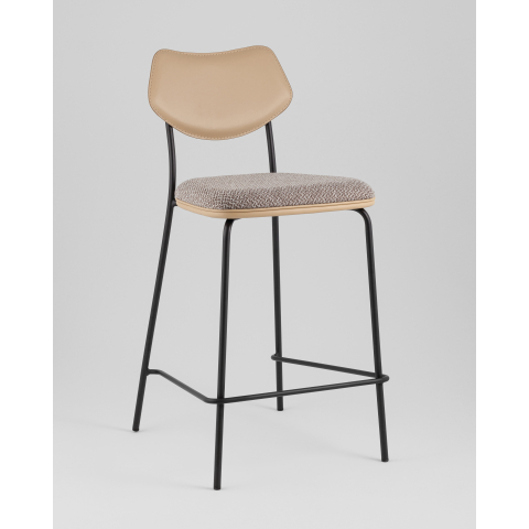 Стул полубарный Casey серо-коричневый с бежевой экокожей