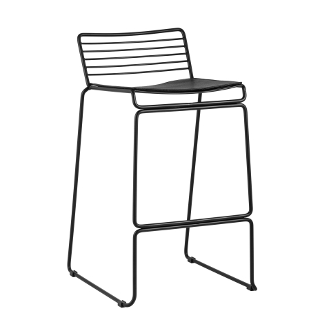 Стул полубарный Danny, черный, с черной подушкой 4 шт