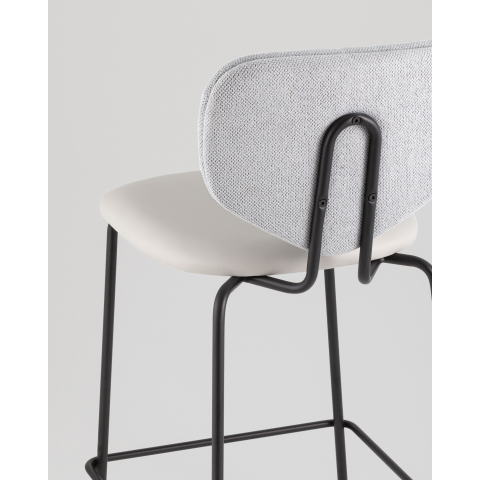 Стул полубарный Masey серый с серой экокожей