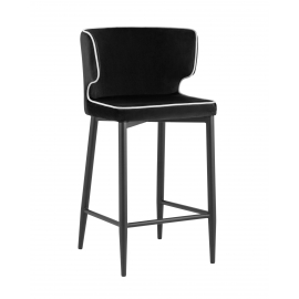 Стул полубарный Матео с кантом велюр черный