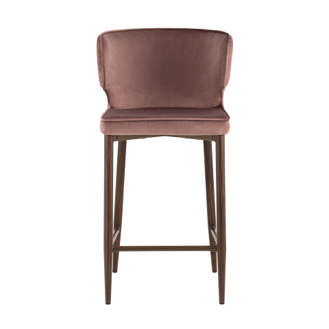 Стул полубарный Матео велюр пыльно-розовый ножки дерево