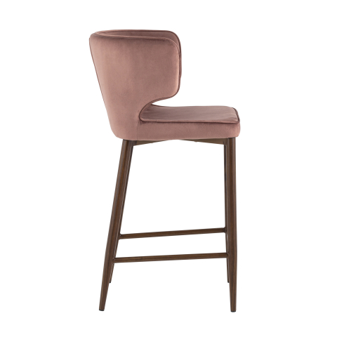 Стул полубарный Матео велюр пыльно-розовый ножки дерево