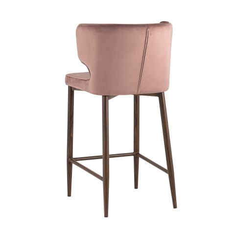 Стул полубарный Матео велюр пыльно-розовый ножки дерево