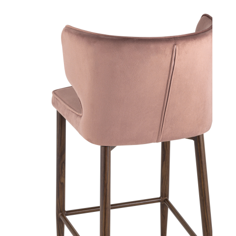 Стул полубарный Матео велюр пыльно-розовый ножки дерево