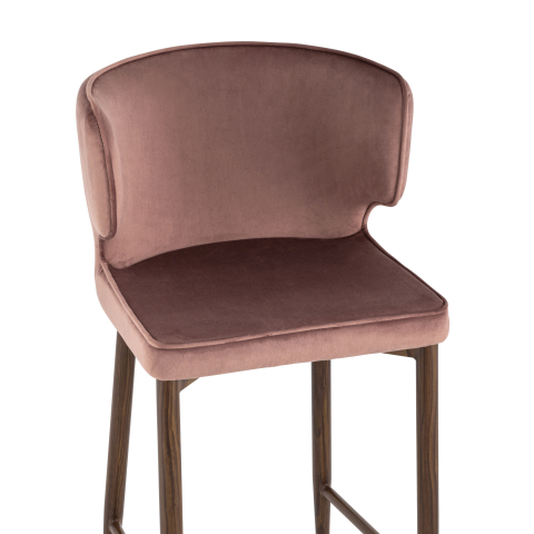 Стул полубарный Матео велюр пыльно-розовый ножки дерево