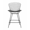 Стул полубарный с низкой спинкой Bertoia, черный, с черной подушкой 4 шт