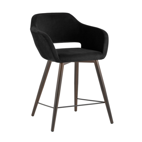 Стул полубарный Саймон велюр черный
