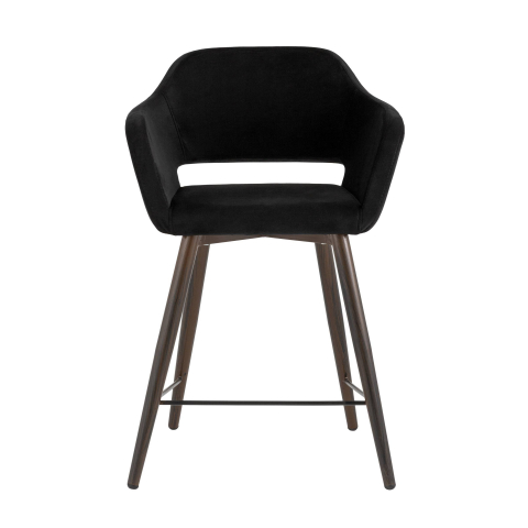 Стул полубарный Саймон велюр черный
