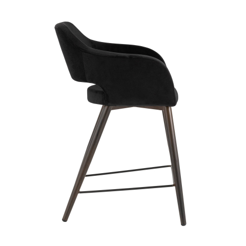 Стул полубарный Саймон велюр черный