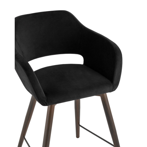 Стул полубарный Саймон велюр черный