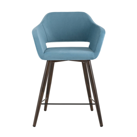 Стул полубарный Саймон велюр пыльно-голубой