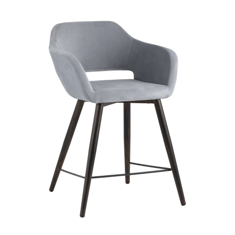 Стул полубарный Саймон велюр серый