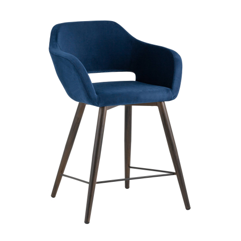 Стул полубарный Саймон велюр тёмно-синий