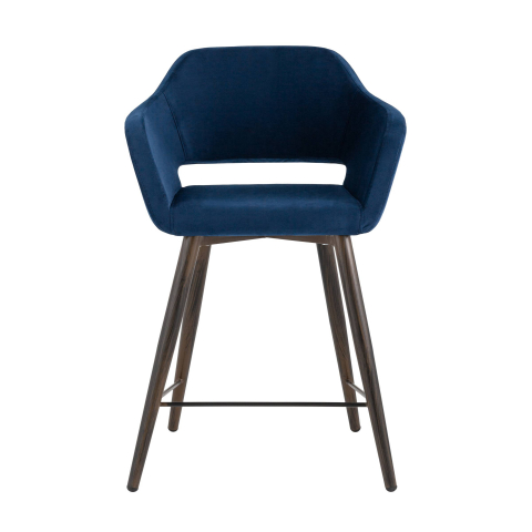 Стул полубарный Саймон велюр тёмно-синий