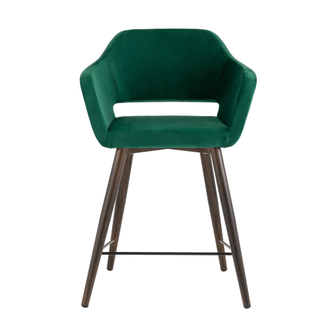 Стул полубарный Саймон велюр тёмно-зелёный