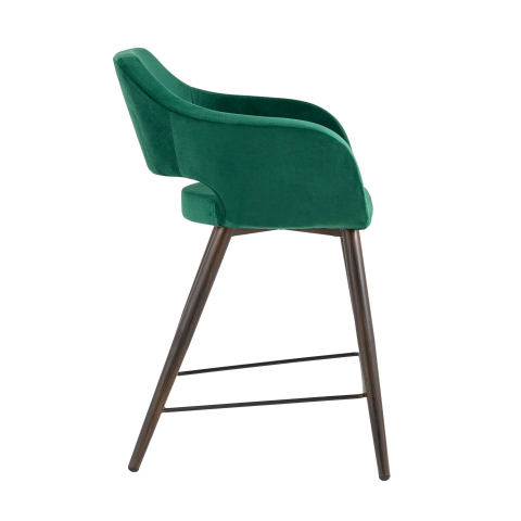 Стул полубарный Саймон велюр тёмно-зелёный