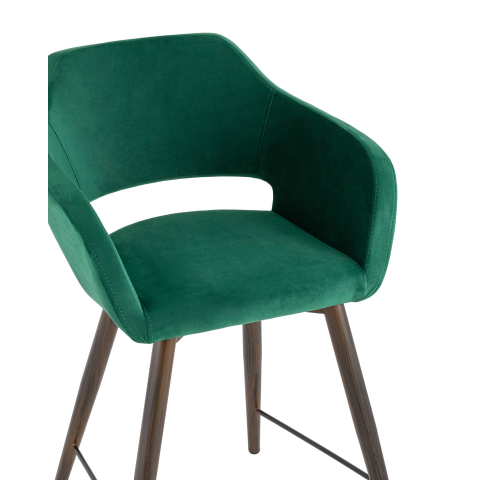 Стул полубарный Саймон велюр тёмно-зелёный