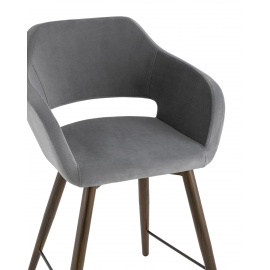 Стул полубарный Саймон велюр тёмно-серый