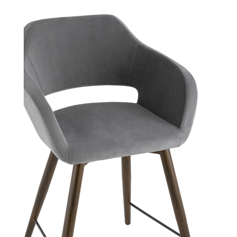 Стул полубарный Саймон велюр тёмно-серый