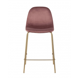 Стул полубарный Валенсия велюр розовый золотые ножки