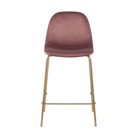 Стул полубарный Валенсия велюр розовый золотые ножки