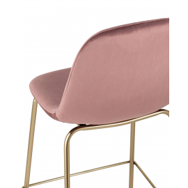 Стул полубарный Валенсия велюр розовый золотые ножки