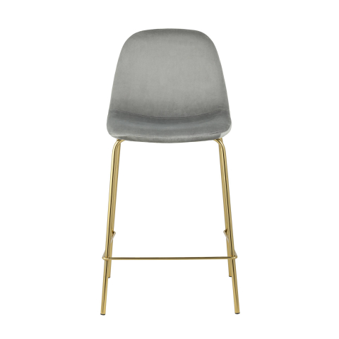 Стул полубарный Валенсия велюр серый золотые ножки